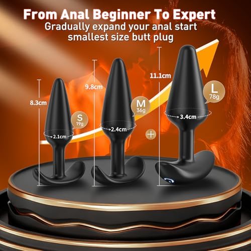 Yolodit Vibrating Butt Plug Anal Plug Vibrator, 3PCS Training Set Anal Toys Sex Toys, Silicone But Plug with 10 Vibration Remote Control, Anal Plugs Set for Beginners, Advanced Users for Men Women