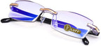 LUFF Reading Glasses Hd Anti-Blue Diamond Cut Edge Frameless Reading Glasses for mens