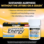 Vivarin Smooth Energy Extended Release Caffeine Tablets, 200mg, Focus, Alertness & Mental Clarity, Non-Habit Forming Energy Supplement, Sugar & Calorie Free, 40 Count