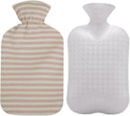 Fashy Hot Water Bottle with Ivory Soft Cotton Cover (67oz / 2L) – Made in Germany