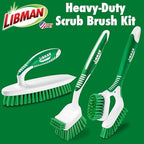 Libman Heavy Duty Scrub Brush Kit | Cleaning Brushes for Household Use | Tub Scrubber | Easy Grip Scrub Brush | Big Job Kitchen Brush | Dual Sided Tile & Grout Brush | 3 Different Brushes Included