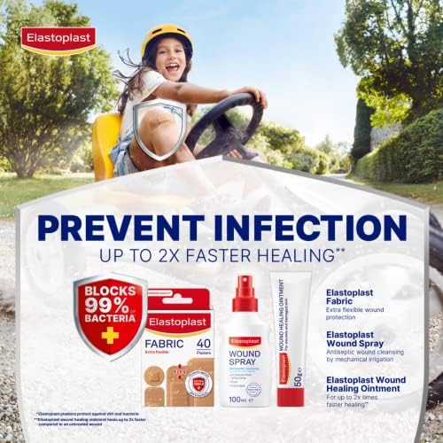 Elastoplast Extra Flexible Fabric Plaster Strips (40 Pieces) - Breathable, Large Plasters