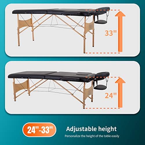 BestMassage Massage Bed Portable Massage Table 28 inch Wide Lash Bed Height Adjustable 2 Folding Spa Table with Non-Woven Bag for Spa Footmassage Facial CareSpa Tattoo