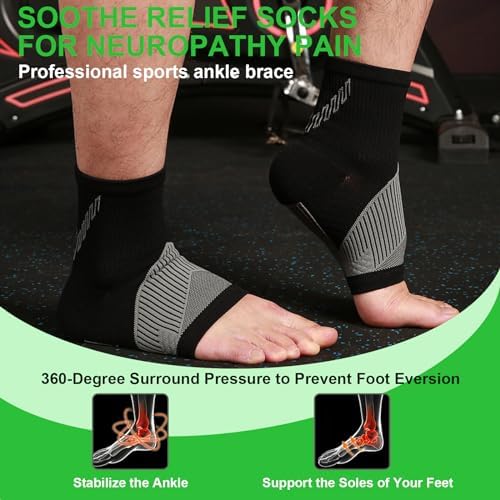 4 Pairs Mixed Colors Compression Socks For Women & Men, Neuropathy Socks, Dr - Sock Soothers For Sleep, Comprex Ankle Brace Sleeves (X-Large)