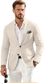 Retro Linen Mens Suit Jacket Blazer Casual Slim Fit Blazers Tux Jackets Wedding Prom Suit Separates Linen Sport Coat for Men