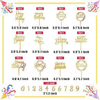 50 PCS Gold Happy Birthday Cake Topper Acrylic Cupcake Topper Pick for Birthday Cake Desserts Decorations (Gold)