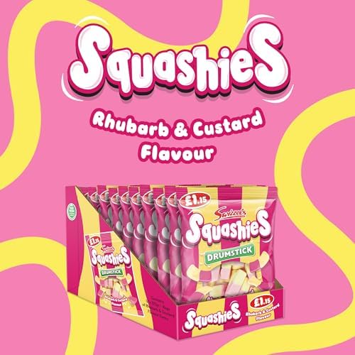 Swizzels Drumstick Squashies Rhubarb & Custard Flavour 120g (Pack of 6)