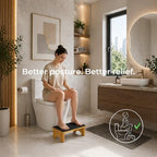 Bamboo Toilet Stool 7 Inch, Foldable Squat Stool with Soft Foot Cushion Cover — Relieve Constipation & Improve Posture, No-Assembly, Non-Slip, Poop Stool for Adults & Kids