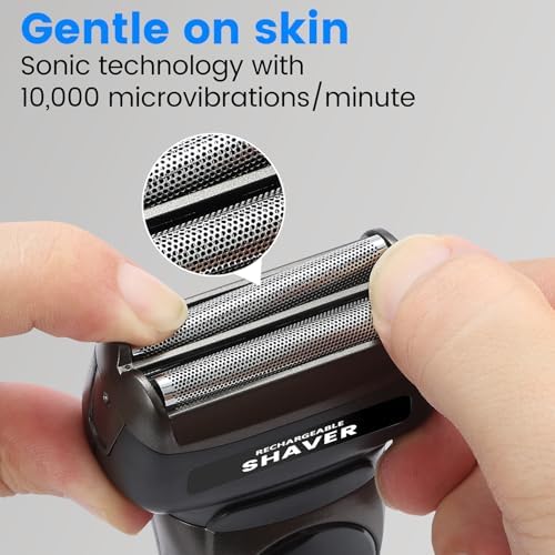 Electric Razor for Men, 3-in-1 Nose Hair Trimmer with Foil Face Shaver, Waterproof Wet & Dry Electric Razor for Smooth Skin with 60min Battery Runtime, USB-C Fast Rechargeable