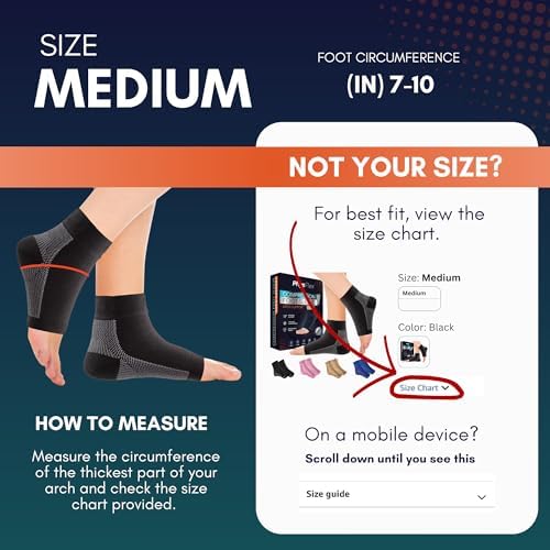 Compression Socks 20-30mmHg for Plantar Fasciitis Relief, Achilles Tendonitis Relief (1 Pair) - Ankle Brace Compression Sleeve for Heel Spurs, Foot Swelling & Fatigue - Arch Support Brace for Everyday Use