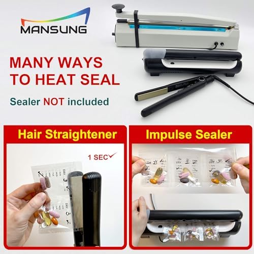 Mansung S Heat Seal Pill Bag pouche Pack Sealed for Medicine Funnel Tray Loading AM PM Organizer Electronic Dispenser kit Daily Sealing Filler Vacuum Vitamin omnicell sorter Paper (S 700 Bags/Week)