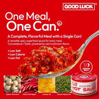GOOD LUCK Hot Sauce, Spicy Chili Oil with High-Grade Chopped Chili – 6 Cans Chili Paste, Vegan-Friendly, Ideal for Daily Meals, Outdoor Travel & Family Meals Highly Spicy Chili Sauce