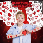 96PCS Red Heart Pre Cut Temporary Tattoos Themed Birthday Party Decorations Supplies Favors Decor Valentine Love Tattoo Stickers Gifts For Game Boys Girls Classroom School Prizes Couple Anniversary
