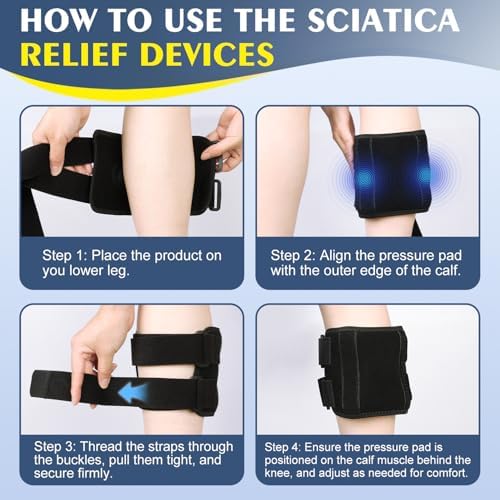 supregear Sciatica Relief Devices-Nerve Knee Brace with Dual Adjustable Pressure Pads, Targeted Compression Support for Sciatic Nerve Ease, Lower Back Relief, Hip and Calf Brace-Unisex, Black, 1-Pack