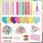 AmazingSpark Teacher Appreciation Gift Box with Stationery Thank You Gifts for Teacher Teach Letter Box with Heart Sticky Note Highlighter Stapler Scissors Paper Clips for School