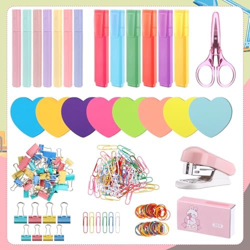 AmazingSpark Teacher Appreciation Gift Box with Stationery Thank You Gifts for Teacher Teach Letter Box with Heart Sticky Note Highlighter Stapler Scissors Paper Clips for School