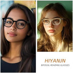 HIYANJN 3 Pack Bifocal Reading Glasses for Women Fashion Black/Tortoise/Green Colorful Round Frame Readers With Spring Hinger