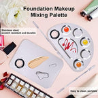 Stainless Steel Metal Makeup Palette with Spatula Artist Tool for Mixing Foundation Nail-Art, Cosmetic Makeup Palette, Makeup Plate, 6×4"/Silver/2pcs