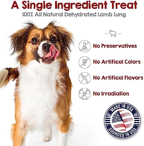 Riley's Premium Dehydrated Lamb Lung Dog Treats - Sourced in USA, Made in USA - Air Dried Crunchy & Delicious Lamb Dog Treats - 6 oz