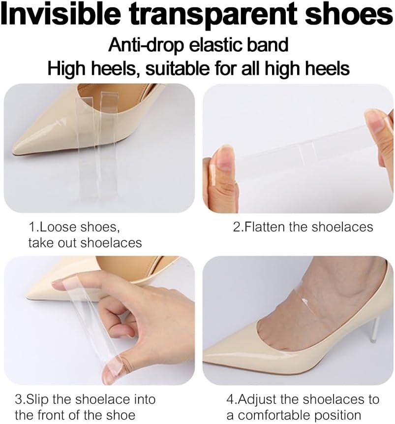 shoe straps for heels Transparent High Heel Shoe Straps Women Elastic Shoe Laces for Holding Loose High Heel