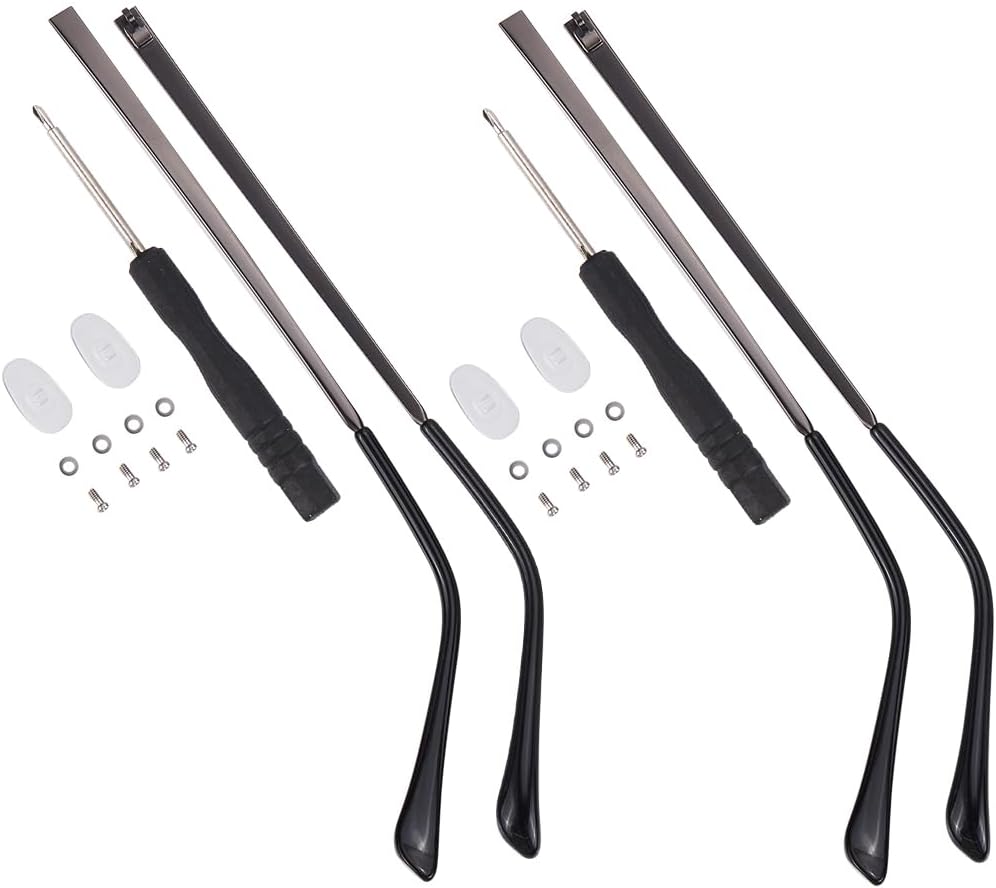GORGECRAFT 2 Set Gunmetal Glasses Temple Arms Eyeglasses Replacement Leg Accessories Spectacle Legs Universal Eyewear Repair Frame Temple Replacement with Screwdriver Screw Washer for Glasses
