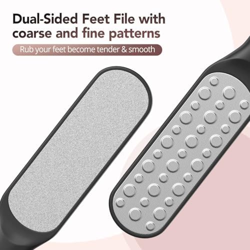 Kolavia 2 Pack Foot File Callus Remover, Durable Foot Scrubber for Hard Dead Skin, Foot Rasp and Double-Sided Foot Heel Scraper for Cracked Heels & Corns, Stainless Steel Pedicure Feet File Tool