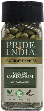 Pride of India Green Cardamom Whole 1.5 oz | Elaichi Pods for Sweet & Savoury Dishes | Bold & Intensely Aromatic Indian Spice for Curry, Biryani, Masala Tea, Baking, Drinks & Desserts