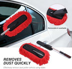 IPELY 3 Pack Large Red Microfiber Car Duster Exterior Scratch Free with Extendable, Car Duster Interior Multipurpose dust Cleaning
