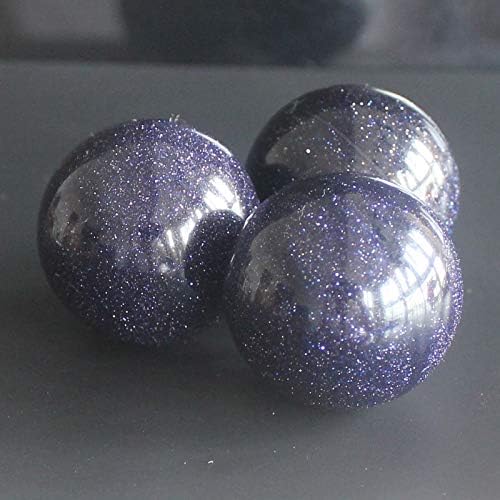 Mixed Gemstone Sphere Ball with Wood Stand Stone Crystal Ball Chakra Healing Crystal Reiki Crafts (Blue Goldstone)