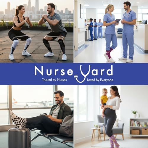 Nurse Yard Compression Socks for Women and Men | 20-30mmHg Graduated Medical Compression Socks for Nurses | Travel and Flying | Athletic Support for Running, Best Compression Socks | 1 Pair Blue