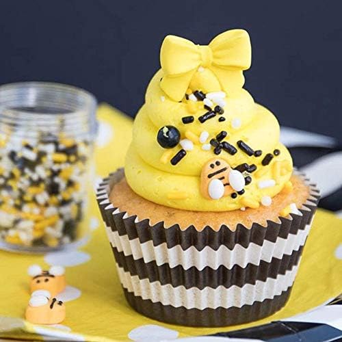 Bumble Bee Sprinkles for Cake Decorating and Baking Cookies, Cupcakes - Edible Batman Sprinkles and Bee Cake Decorations in Yellow Black White Jimmies, Nonpareils, Sugar Crystal, and Pearl