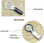 2 Pack Magnifier 3 LED Light, Marrywindix 3X 45X Handheld Magnifier Reading Magnifying Glass Lens Jewelry Loupe