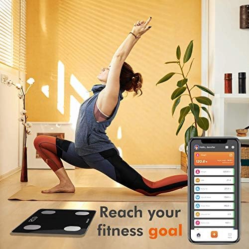 KONQUEST Smart Scale for Body Weight, Digital Bathroom Scale BMI Weighing Bluetooth Body Fat Scale, Body Composition Monitor Health Analyzer with Smartphone App, 400 lbs - Black