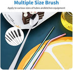 10PCS Flexible Drain Brush Straw Cleaner Brush Set,Pipe Cleaners Brush,61Inch Stainless Steel Double-Ended Hose Brush 8.2Inch Nylon Long CPAP Tube Cleaning Brush for Home Kitchen Sink Plumbing