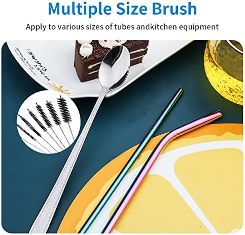 10PCS Flexible Drain Brush Straw Cleaner Brush Set,Pipe Cleaners Brush,61Inch Stainless Steel Double-Ended Hose Brush 8.2Inch Nylon Long CPAP Tube Cleaning Brush for Home Kitchen Sink Plumbing