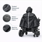 moovon Waterproof Wheelchair Poncho Rain Cover for Electric Wheelchair & Mobility Scooter, Full Body Rain Cape with Hood, Universal Wheelchair Accessories for Adults & Seniors