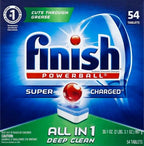 Finish All-in-One Dishwasher Detergent Powerball Tablets, Fresh Scent 54 Count