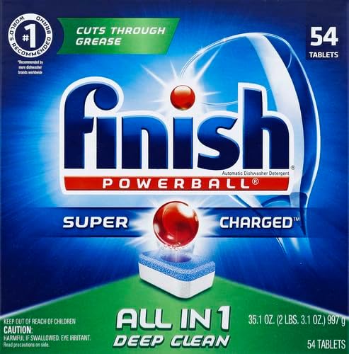 Finish All-in-One Dishwasher Detergent Powerball Tablets, Fresh Scent 54 Count