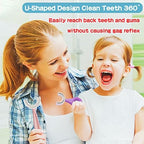 YOTEE U-Shaped Toothbrush Kids 2 PCS - Toddler Toothbrush with Food Grade Soft Silicone Brush Head, Manual Whole Mouth Tooth Brush for Kids Age 2-6(Purple+Yellow)