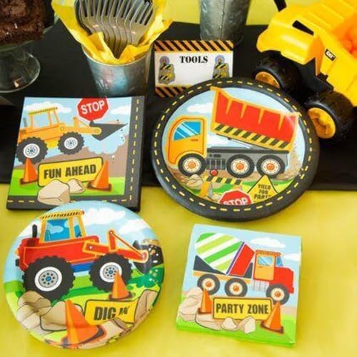 Multicolored Construction Party Beverage Napkins, 16-Pack - Perfect for Kids' Birthdays & Building-Themed Bash & Events