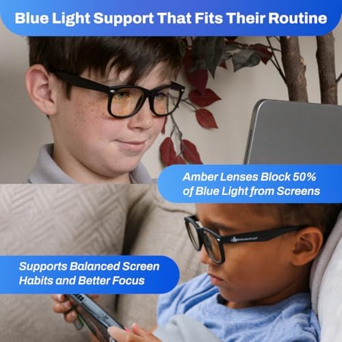 DefenderShield Blue Light Blocking Glasses Kid Series for Computer, Mobile, Gaming, Sleep-Purple - Anti Eye Strain, Headache