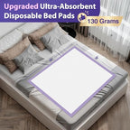MILDPLUS Heavy Duty Underpad 36''x36'' 50 Count 130 Grams Extra Large Chucks Pads 3XL Disposable Bed Pads, Super Absorbent Incontinence Pads for Adults, Kids, Pee Pads (Purple)