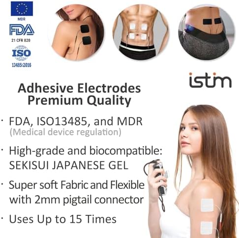 iSTIM Super Soft 2"x2" TENS Unit Electrodes for TENS Massage EMS - 100% Japanese Gel (2"x2"-16 Pieces)
