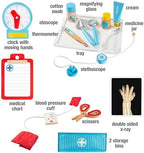 Get Well Doctor Wooden Activity Center- Kids Pretend Play Medical Playset w Waiting Room- 16 Accessories, Dual Sided, Office Checkup Kit w X-Rays, Blood Pressure Cuff- Boys Girls Roleplaying Toy Gift