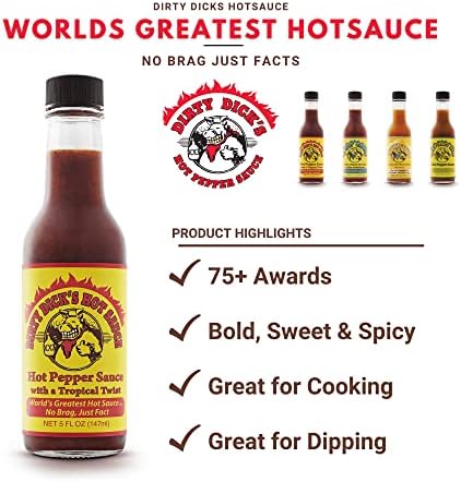 Dirty Dicks Original Hot Sauce, 5 Fl Oz - Award-Winning Blend of Habanero, Tropical Fruits & Spices (Pack of 3)