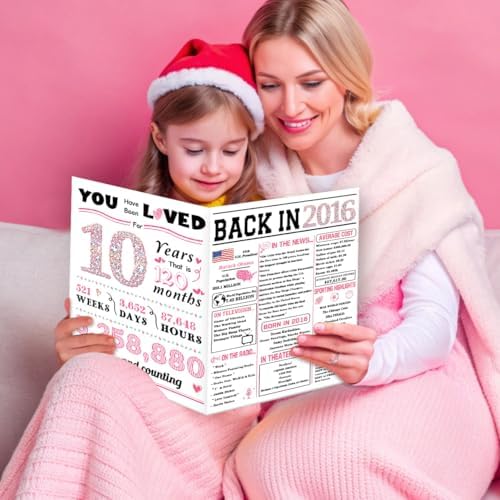 10th Birthday Card, Funny 10th Birthday Decorations for Girls, Happy 10 Year Old Birthday Gift for Daughter,Great 10th Birthday Gifts Idea for Her