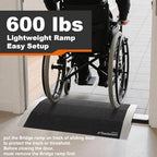 Ruedamann 1.5“ Rise Bridge Threshold Ramp, Wheelchair Ramp with Detachable Supporting Frame and Non-Slip Surface, Aluminum Door Ramps for Wheelchairs, Stairs, Vans, Scooters, Steps