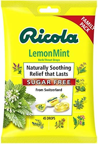 Ricola Sugar Free Large Bag Bundle, SF Lemon Mint (45 ct), SF Swiss Cherry (45 ct), 2 Bag Pack