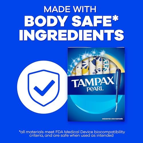 Tampax Pearl Tampons Multipack, with LeakGuard Braid, Regular/Super Absorbency, Up to 100% Leak and Odor Free Protection, Unscented, 68 Count