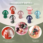 Nuanchu 96 Pieces Mushroom Crystal Gemstone Trinkets Mini Decor Sculpture Carved Natural Little Mushroom Crystal Stones Accessories for Witchcraft Home Garden Miniature Decor Meditation